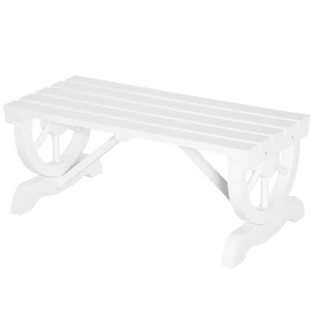 Angle. Hivvago - Outdoor Farmhouse Fir Wood 2-Person Garden Bench in White Finish - White.