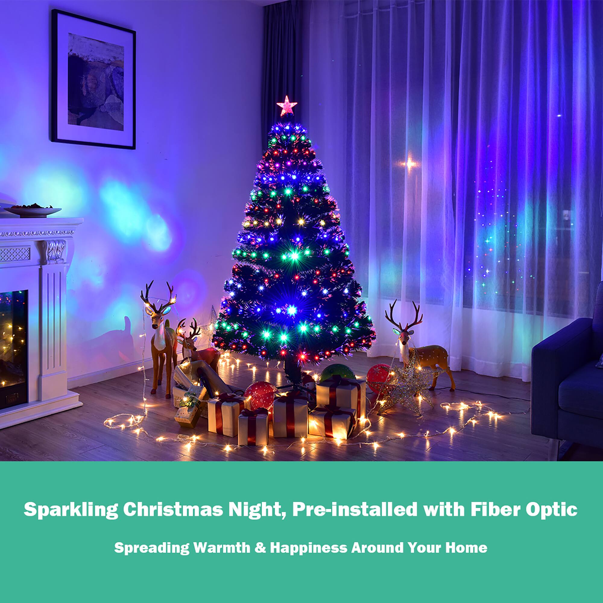 Sparkling Christmas Night, Pre-installed with Fiber Optic Spreading Warmth & Happiness Around Your Home