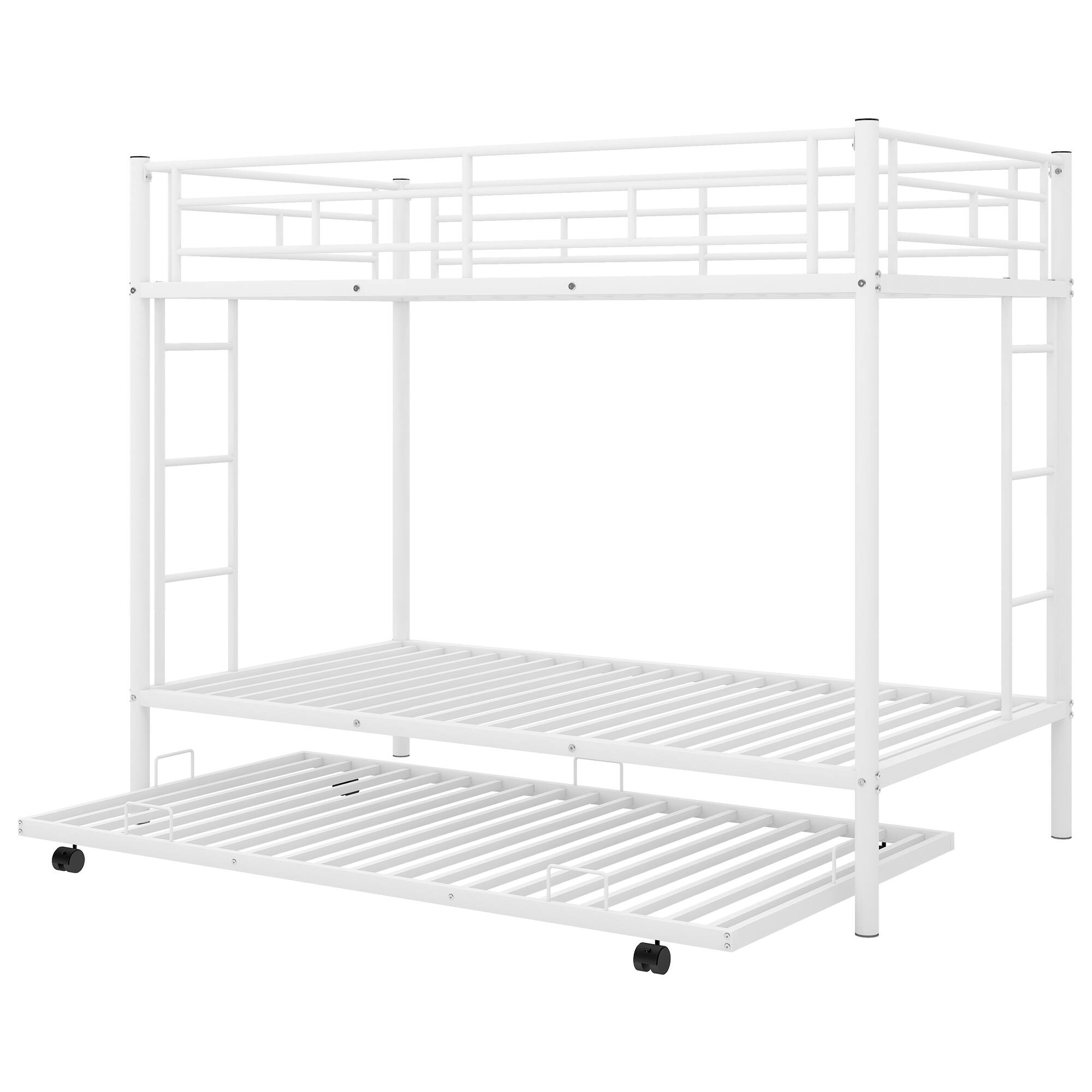 Alt View 4. GOODSILO - Twin over Twin Bunk Bed with Trundle - White.