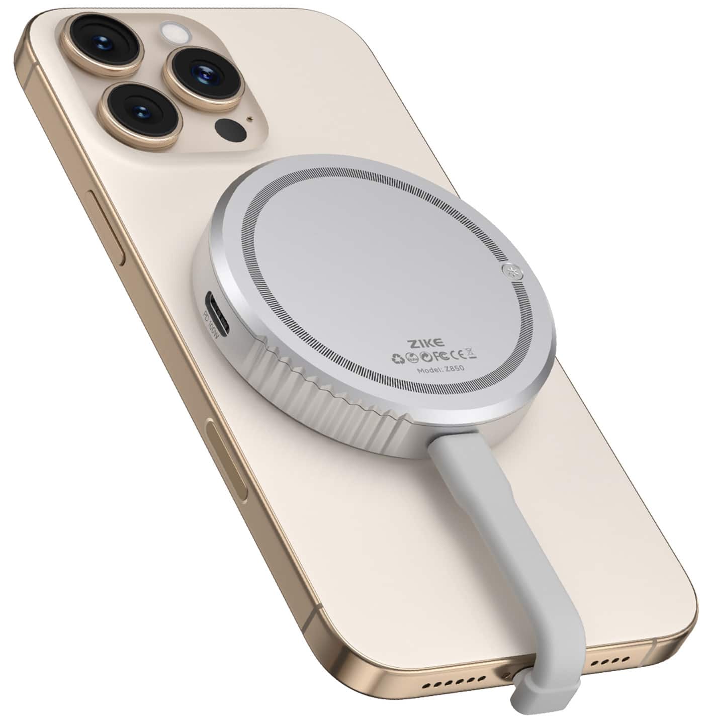 Zike - Z850 Magnetic M.2 2230 NVMe SSD Case with USB-C, 10 Gbps, 4K ProRes Video Recording for iPhone 17/16/15 Pro/Max - Gray