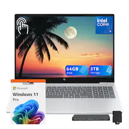 HP - OmniBook 7 16" 2K Touch Laptop,Intel Core 9 270H,64GB DDR5,2TB SSD+1TB Dock Set,Backlit Keyboard,Win 11 Pro - Silver