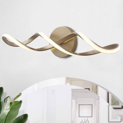 Front. HM 1810 - Led Vanity Lights Cool k Dimmable Bathroom Bedroom Light Fixtures Modern For Mirror - Gold.