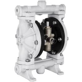 VEVOR - Air-Operated Double Diaphragm Pump, 1/2 in Inlet & Outlet, Polypropylene Body, 2.5 GPM & Max 80PSI - White;Black