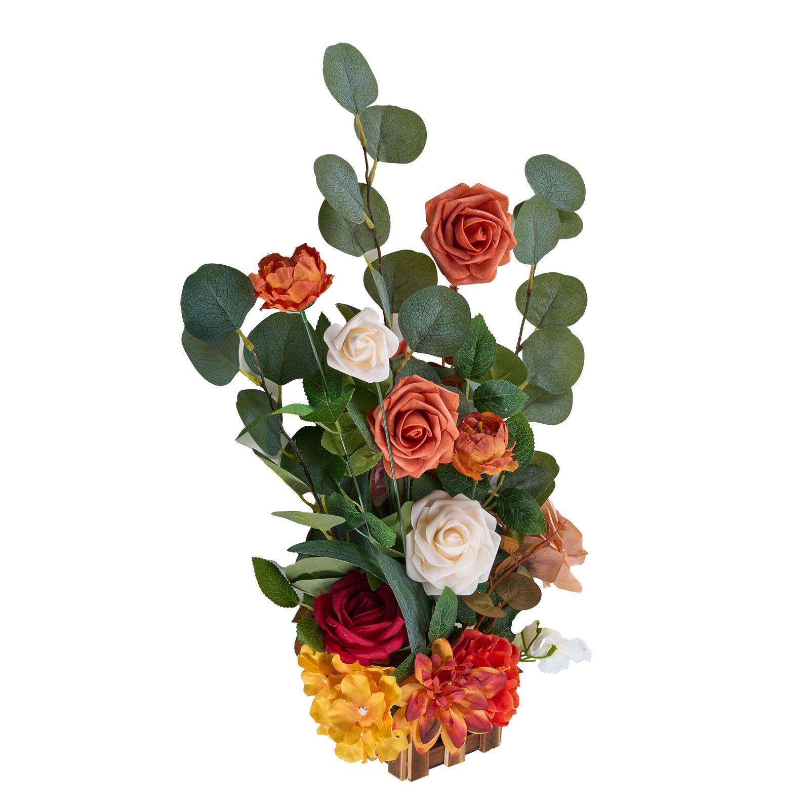 Alt View 5. VEVOR - Standing Artificial Flowers Arrangements 4 PCS, 17.5-Inch Tall Faux Flower Decorations for Wedding Aisle Runner Chair - Orange, green.