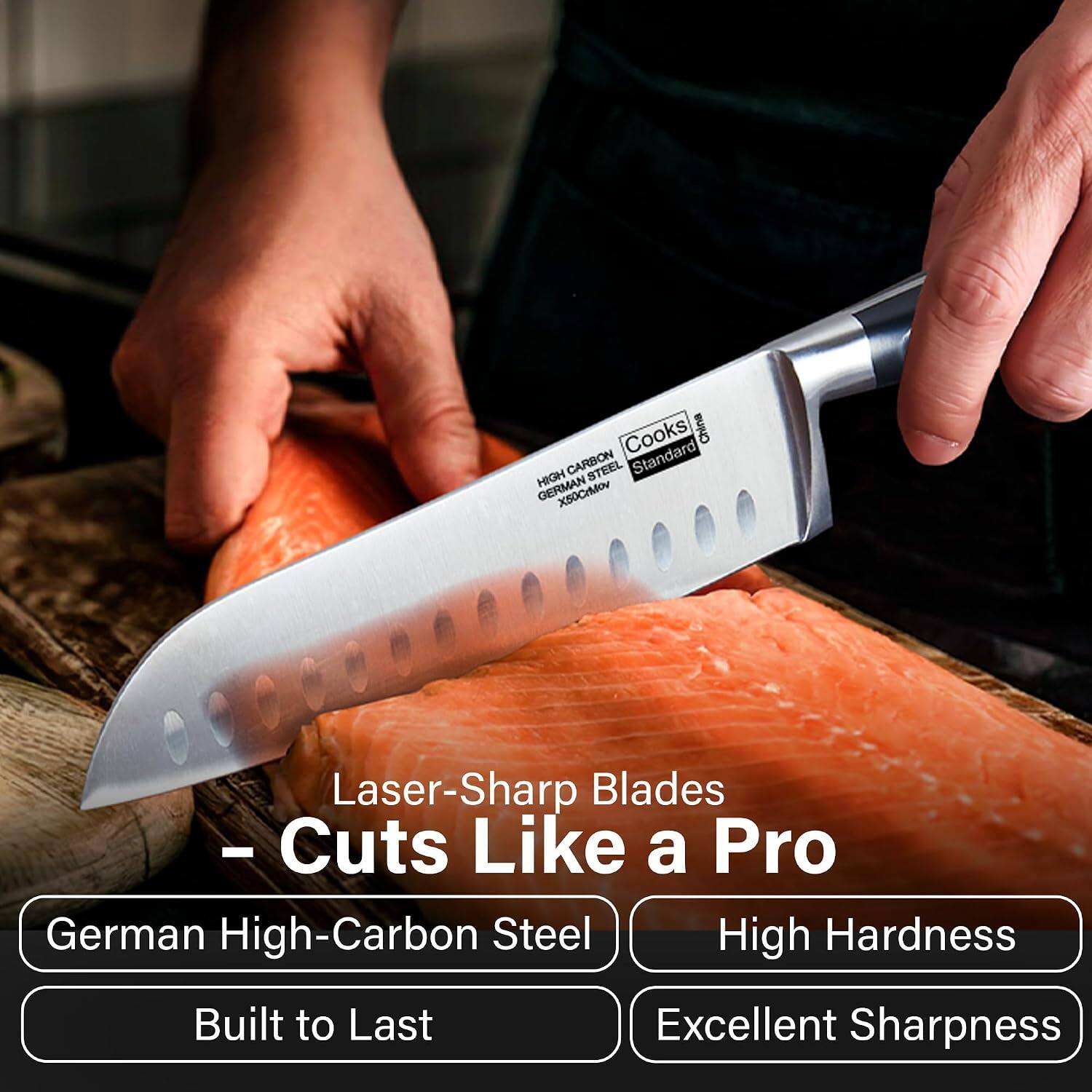 Cooks China HIGH CARBON STEEL Standard GERMAN X50CMOV

Laser-Sharp Blades - Cuts Like a Pro

German High-Carbon Steel
High Hardness
Built to Last
Excellent Sharpness