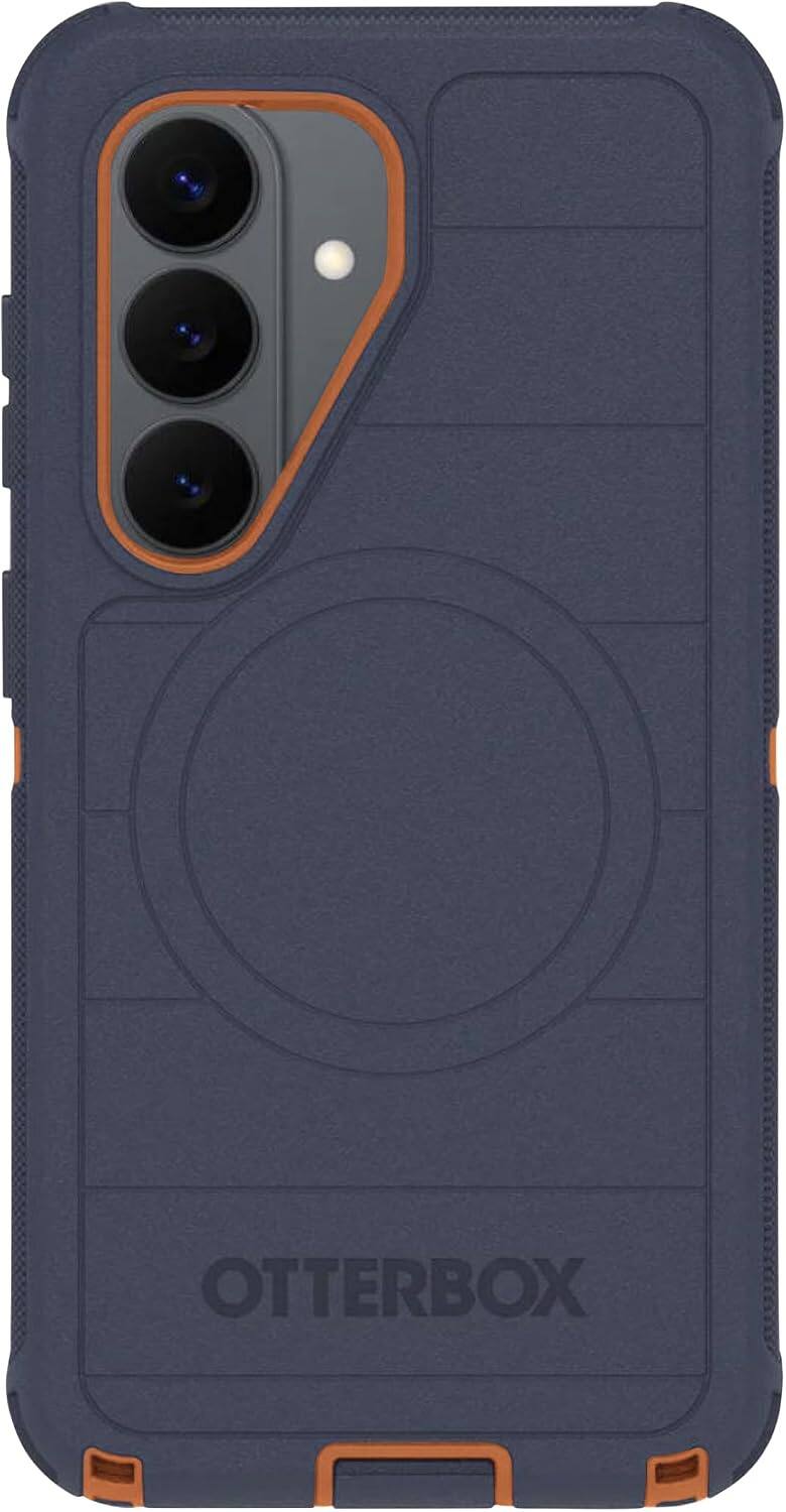 Left. OtterBox - OtterBox - Defender Series Pro Hard Shell for Samsung Galaxy S26 - Navy Canyon (Blue & Orange).