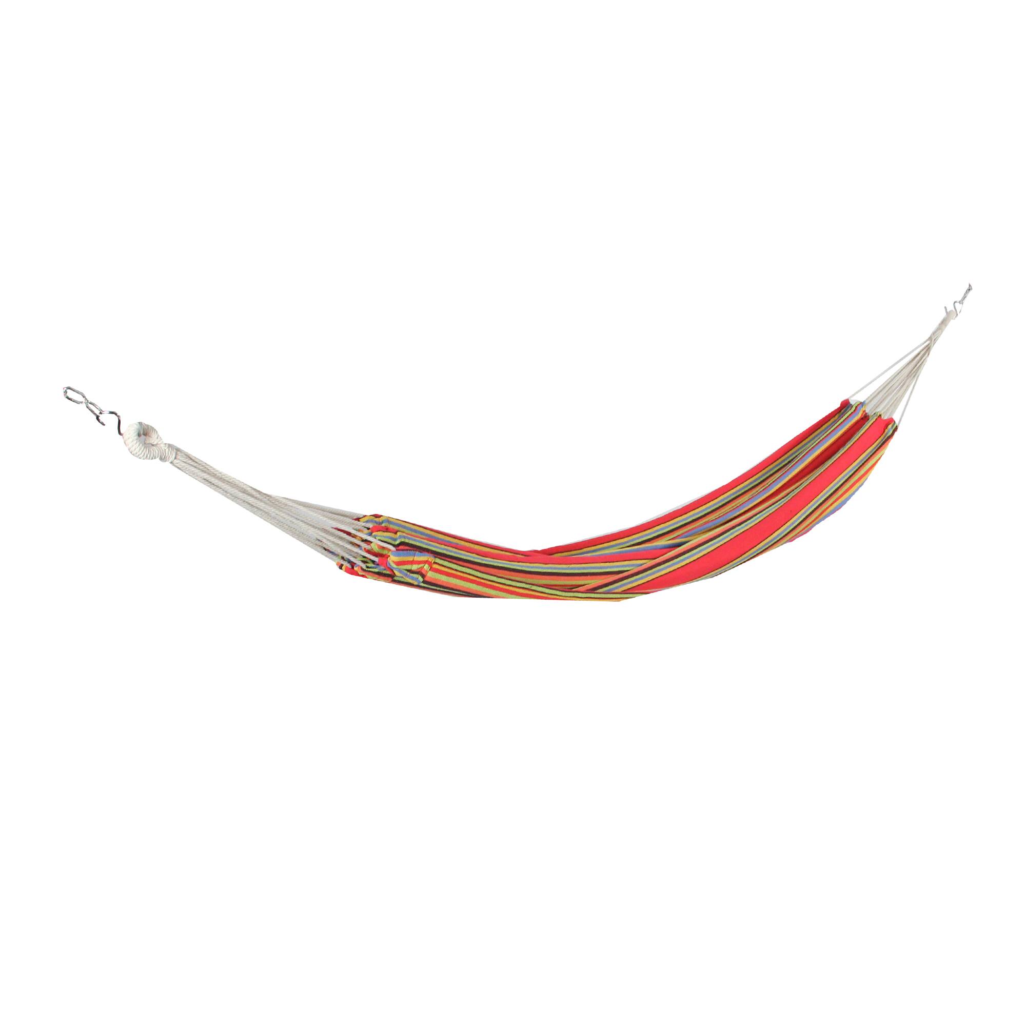 Front. Northlight - Striped Woven Single Brazilian Hammock - 77" x 39.25" - Red.