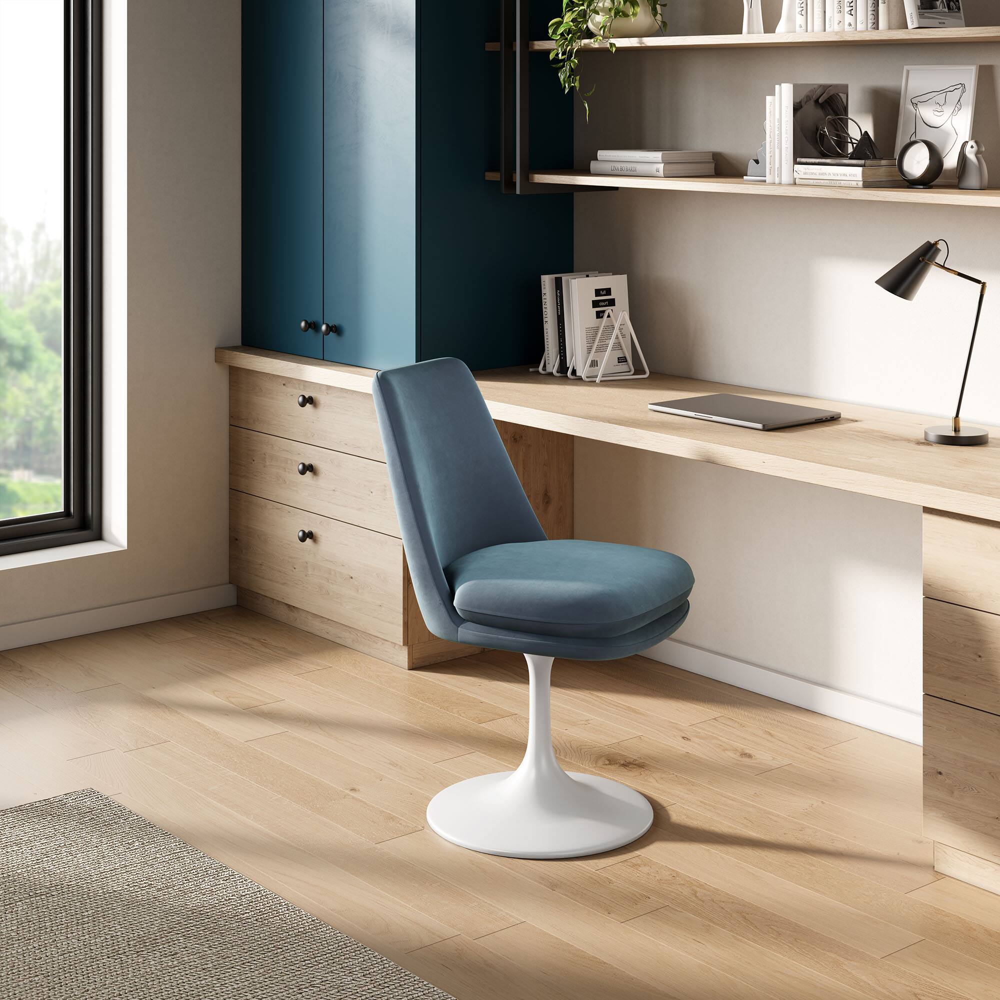 Alt View 4. Modway - Lippa Swivel Dining Performance Velvet Side Chair by Modway - Blue.