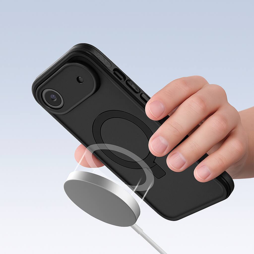 Left. SaharaCase - Apple Phone Air Waterproof Case | Compatible with Magsafe | Shock Absorbing Corners | Oasis Series - Black.