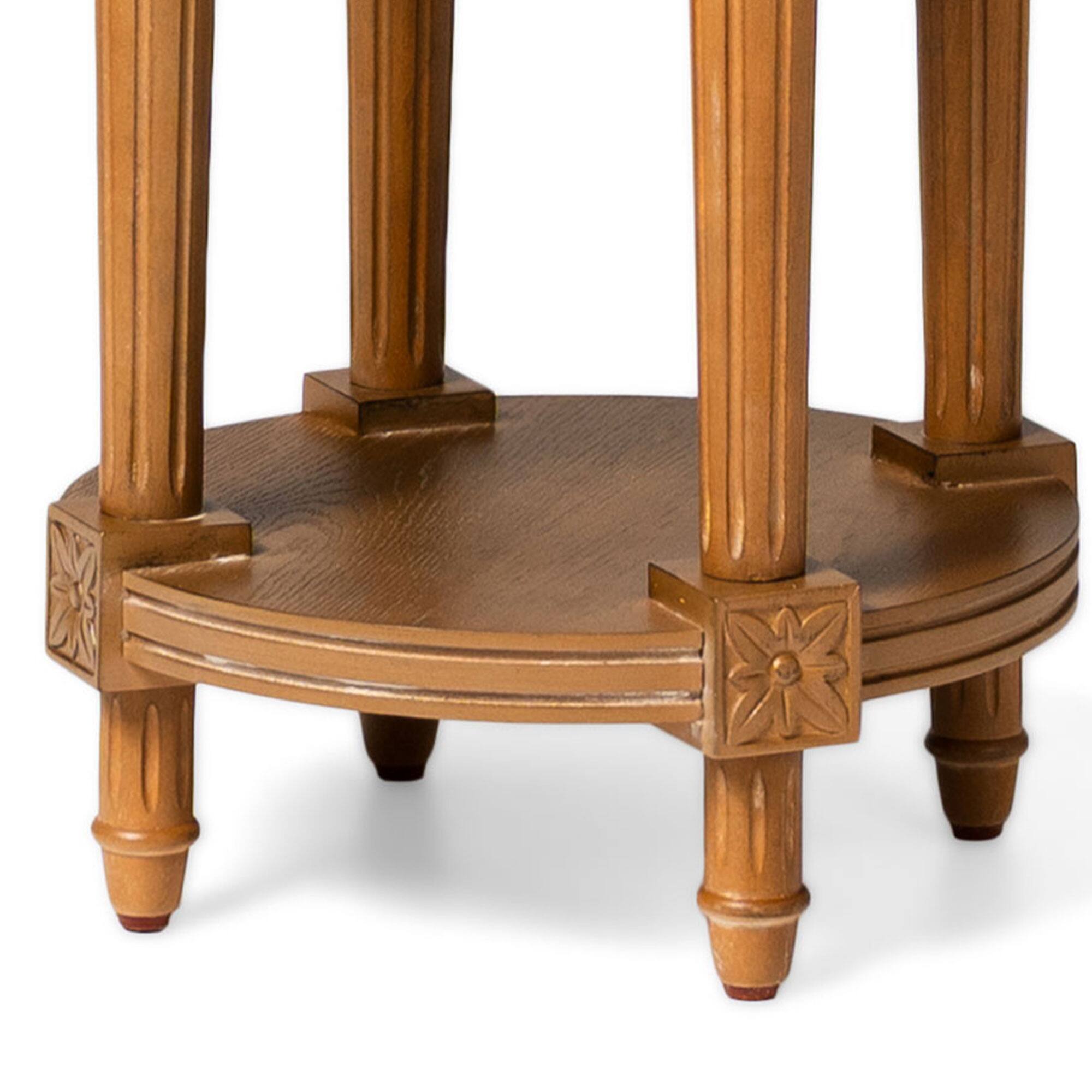 Alt View 4. Maven Lane - Maven Lane Pullman Traditional Round Wooden Side Table, Antiqued Natural Finish - Antiqued Natural.