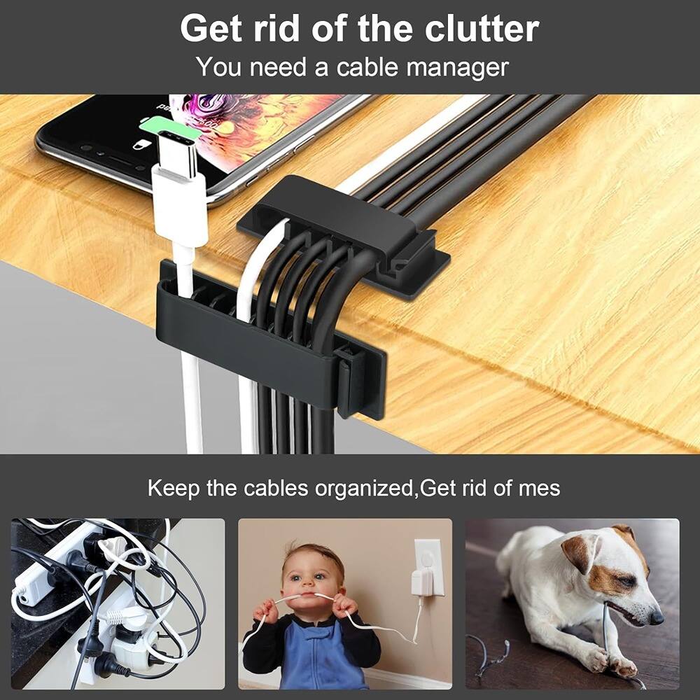 Get rid of the clutter  
You need a cable manager  

Keep the cables organized, Get rid of mes