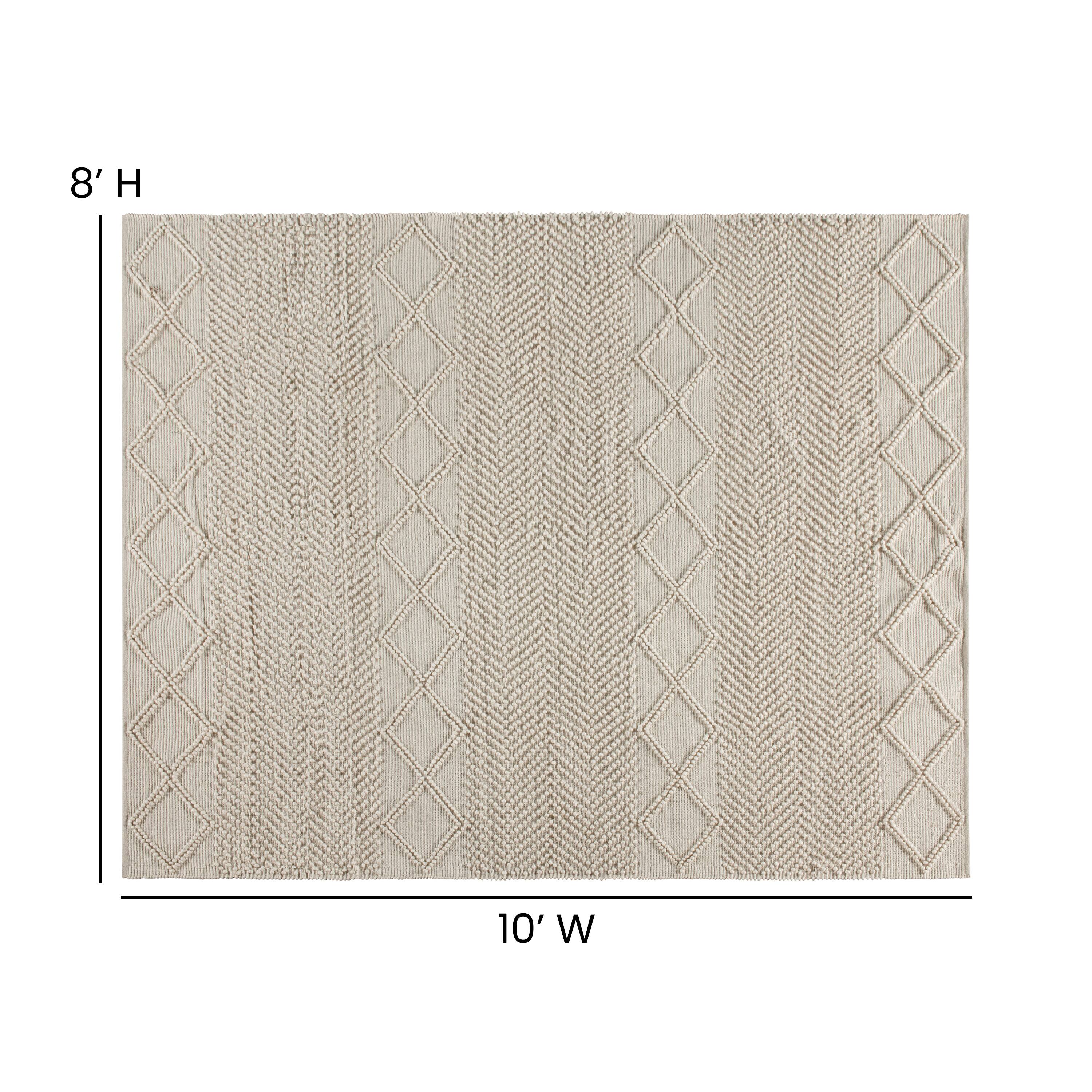 Alt View 3. Emma + Oliver - Triple Blend Handwoven Geometric Area Rug - White/Ivory.