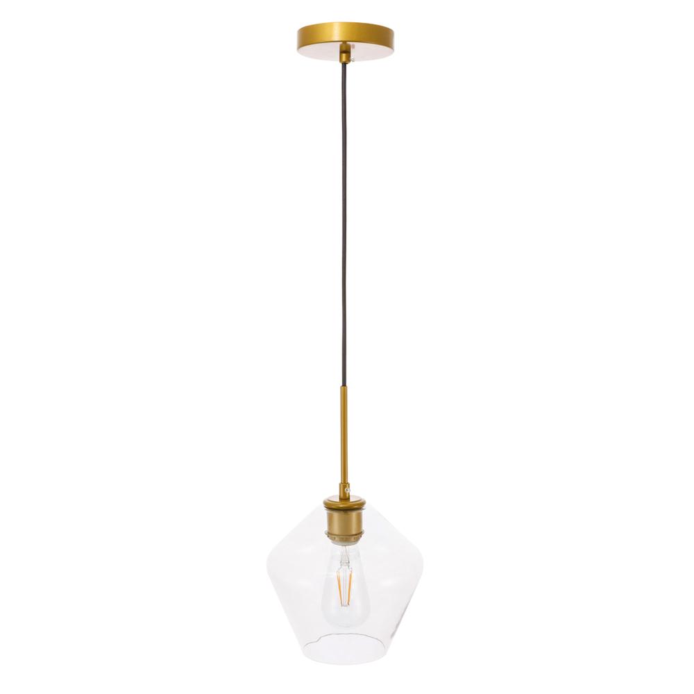 Alt View 3. Living District - Gene 1 light Brass and Clear glass pendant - Brass And Clear Glass.