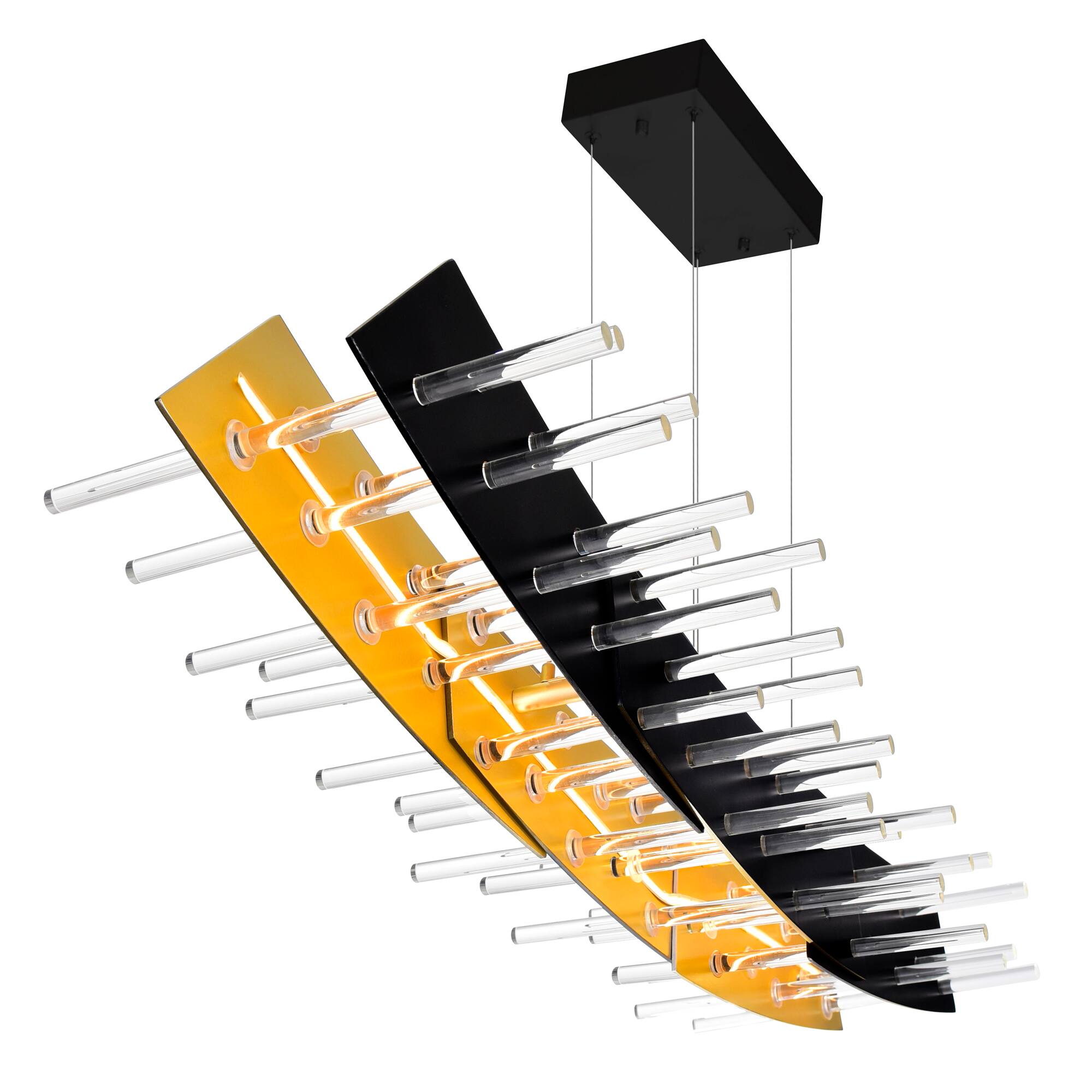 Alt View 1. CWI Lighting - Gondola LED Chandelier With Black Finish - Black & Satin Gold.