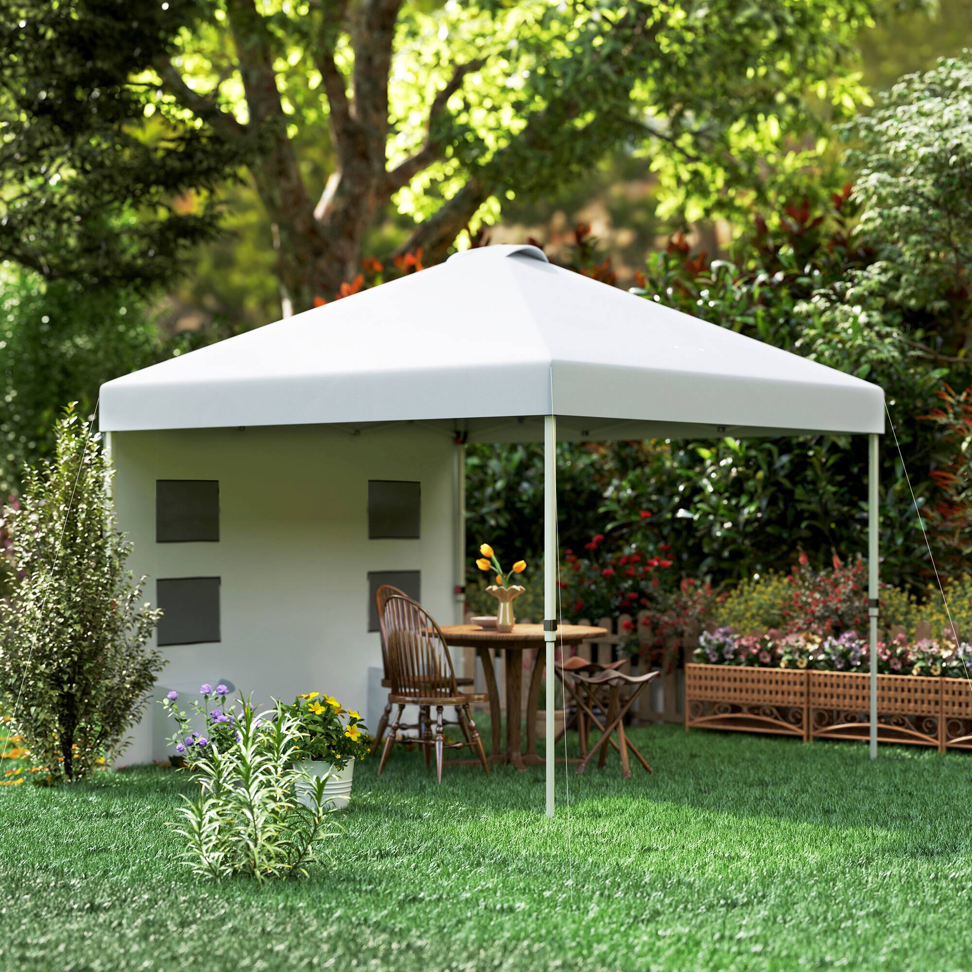 Alt View 1. Outsunny - x 10' Pop Up Canopy Tent w/ Sidewall - White.