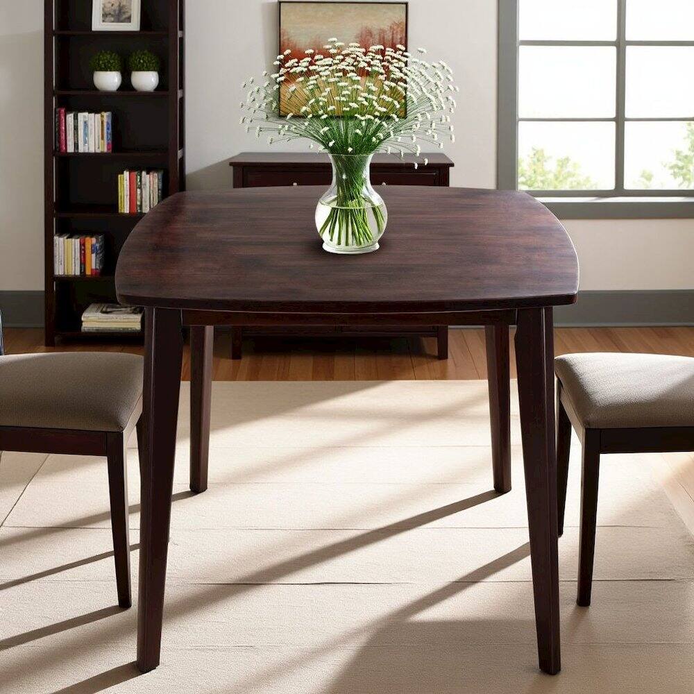 Alt View 2. FurniFact - Walnut Square Dining Table – Compact Solid Wood Kitchen Table for Small Spaces - Walnut.