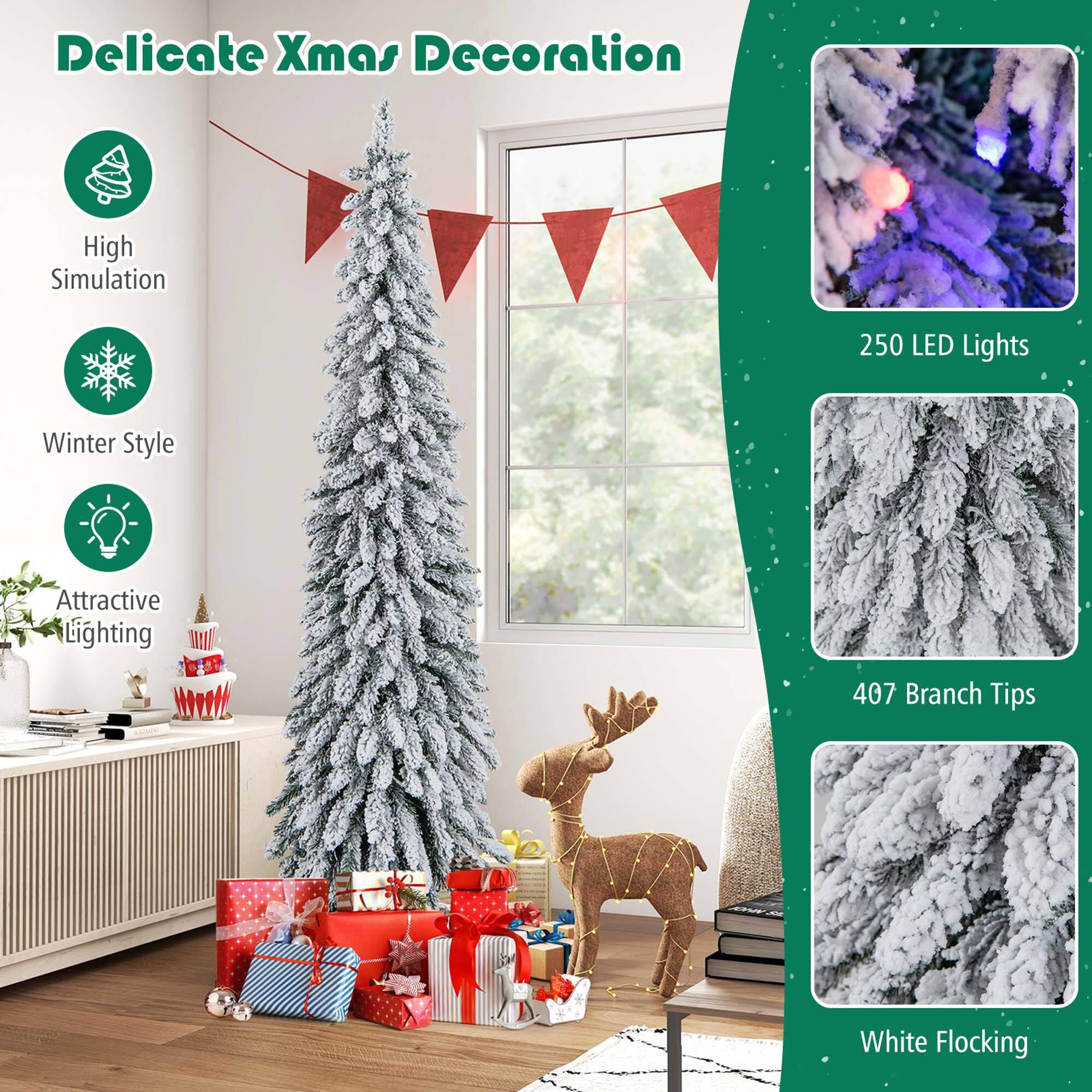 Delicate Xmas Decoration High Simulation 250 LED Lights Winter Style Attractive Lighting 407 Branch Tips White Flocking