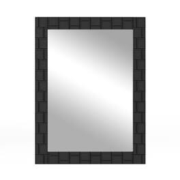 Gymax - 32'' x 24''Wood Framed Wall Mirror w/Solid Wood Frame Vertical Horizontal Hanging - Black