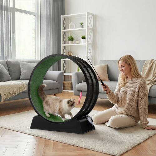 Alt View 9. Winado - Cat Exercise Wheel, 31-inch Cat Treadmill with Detachable Carpet, Safety Lock, Teaser Running Silent for Indoor Playing - Black.