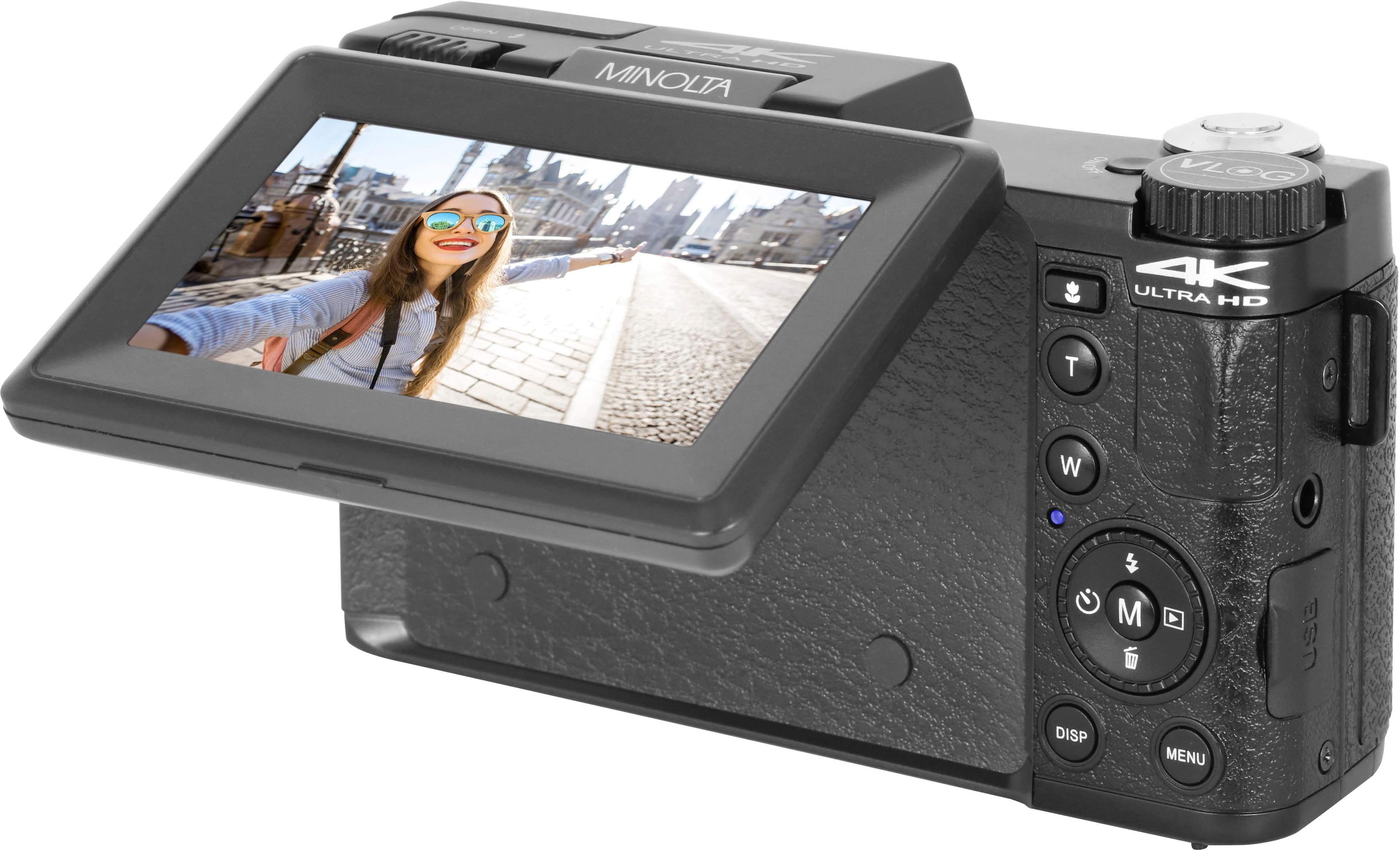 Minolta Vlog 4K Ultra HD T W M Use Disp Menu