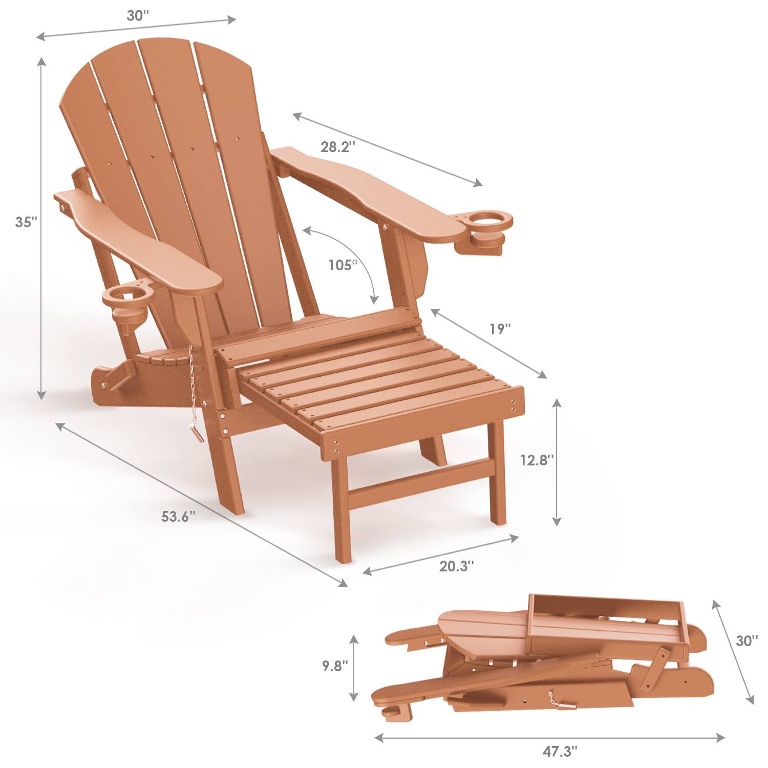 30"  
28.2"  
35"  
105°  
19"  
12.8"  
53.6"  
20.3"  
30"  
9.8"  
47.3"