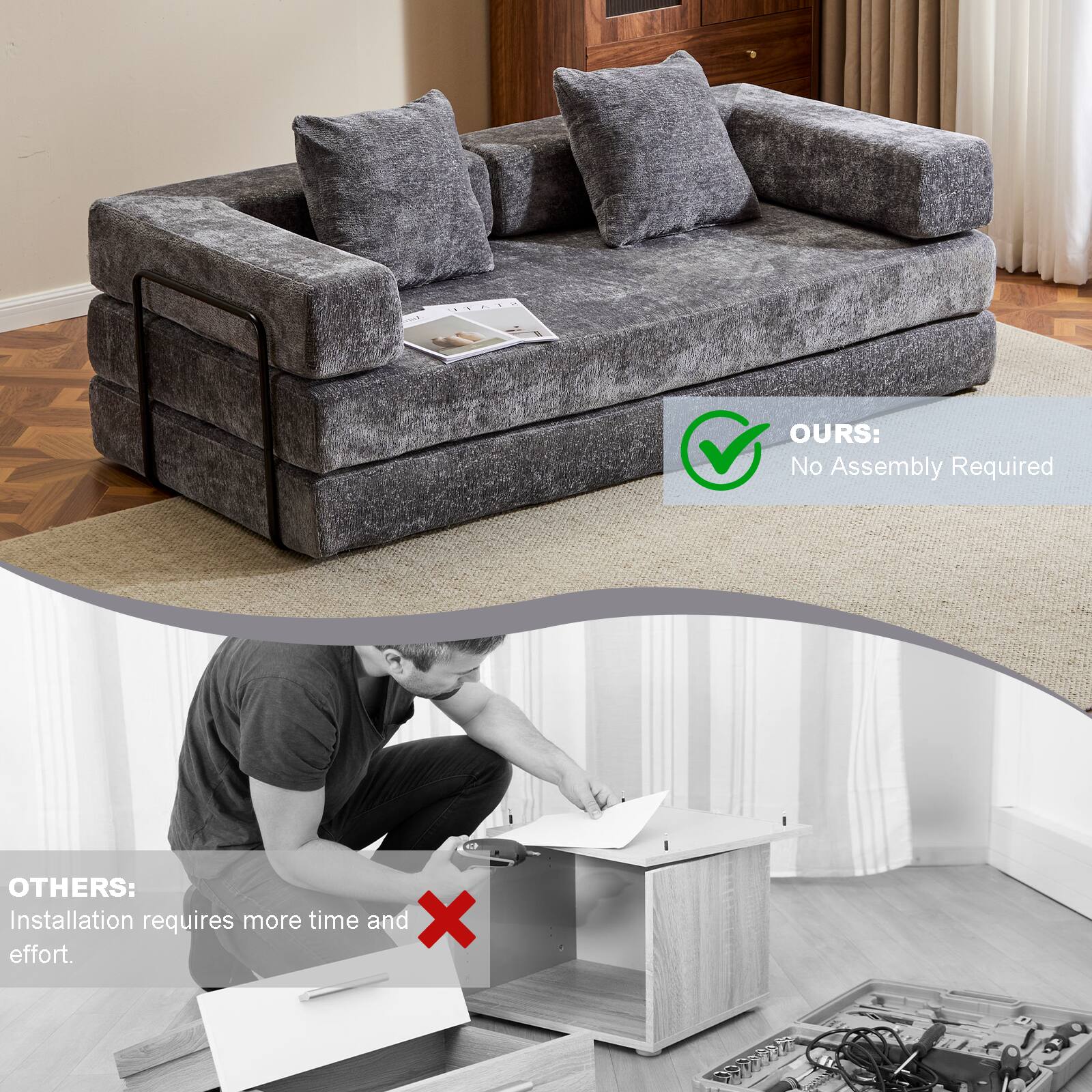OURS: No Assembly Required

OTHERS: Installation requires more time and effort.