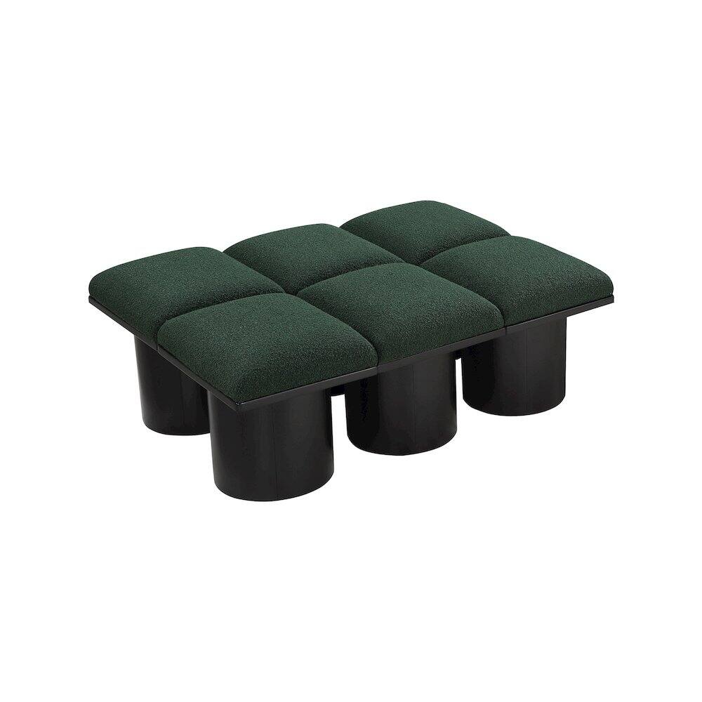 Back. Meridian Furniture - Pavilion Green Boucle Fabric Bench - Green Boucle Fabric.