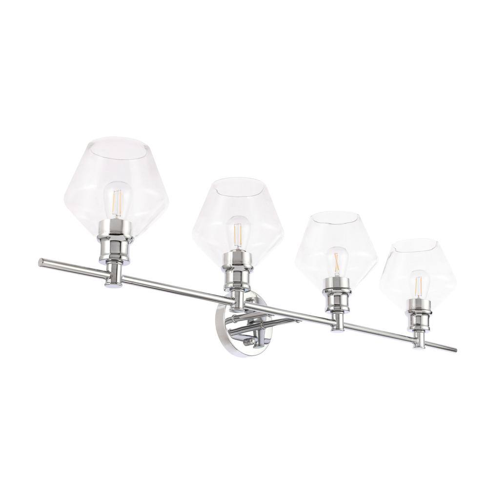 Alt View 2. Living District - Gene 4 light Chrome and Clear glass Wall sconce - Chrome And Clear Glass.