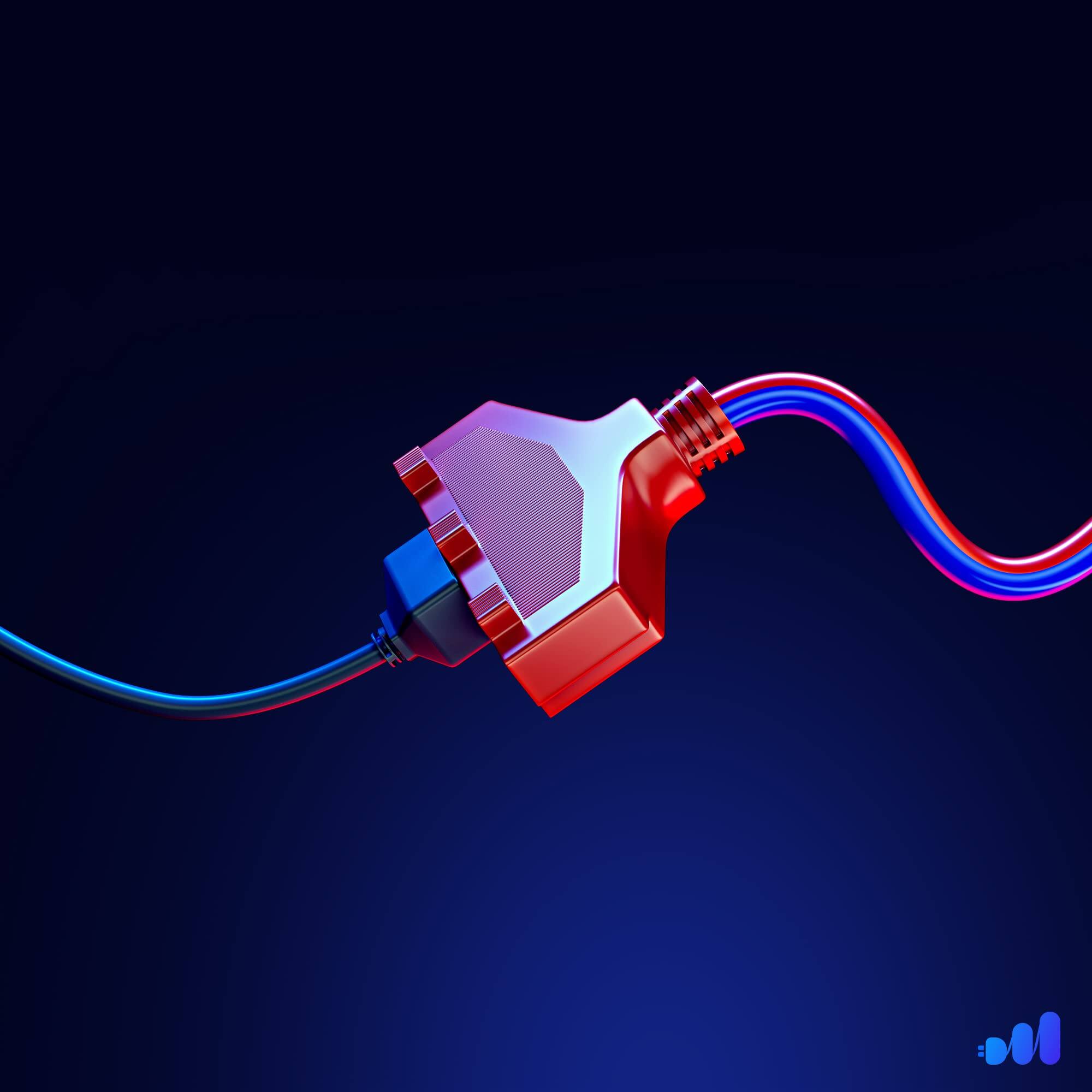 Alt View 7. Maximm - Extension Cord 10 ft, SJTW Extension Cord with Multiple Outlets, 16 Gauge ETL Listed - Blue and Orange.