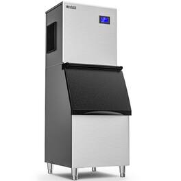 Coolski - Commercial Ice Machine 550LBS/24H, 22”W Industrial Ice Maker with Large Storage Bin, Ideal for Restaurants/Bars/Hotels - Silver