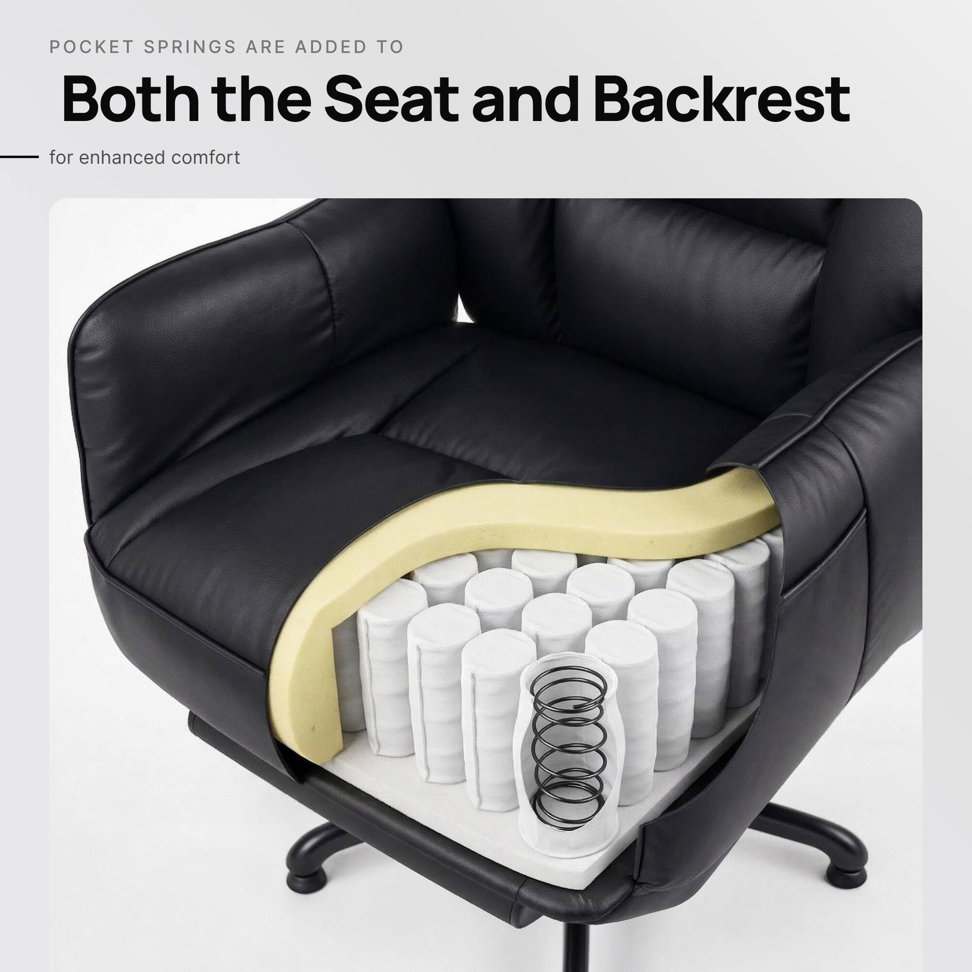 POCKET SPRINGS ARE ADDED TO  
Both the Seat and Backrest  
for enhanced comfort