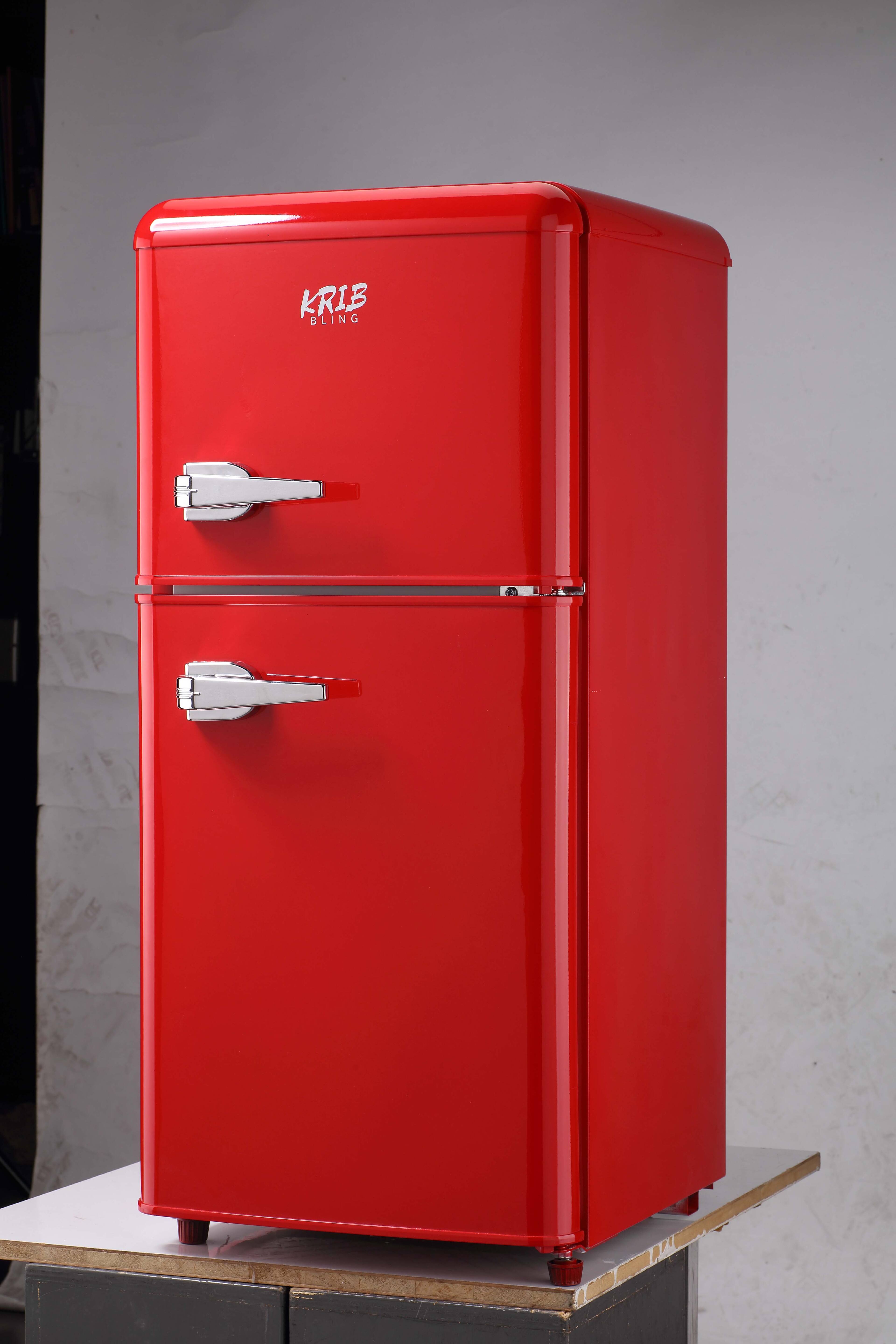 Loheer Retro 2.8 Cu. Ft. 2 Door Mini Fridge with Separate Freezer