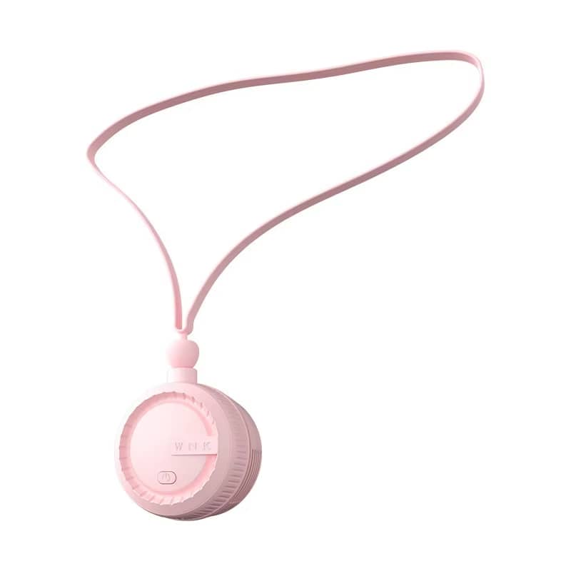 Cluzine - Pink Mini Neck Portable Fan, 3-Speed, 360° Rotatable, No Hair Wrap, Type-C, 3-in-1 Use