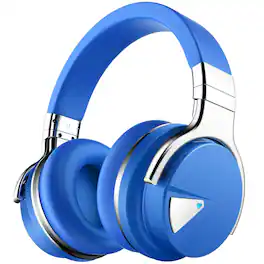 MOVSSOU - E7 Bluetooth Wireless Active Noise Cancelling Headphones - Blue