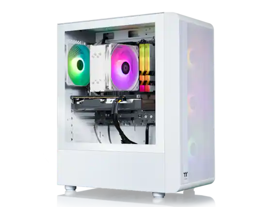 Front. Thermaltake - Thermaltake LCGS Quartz i1460 Gaming PC (i5-14400F, RTX 5060, 16GB DDR4, 1TB NVMe, Win 11).