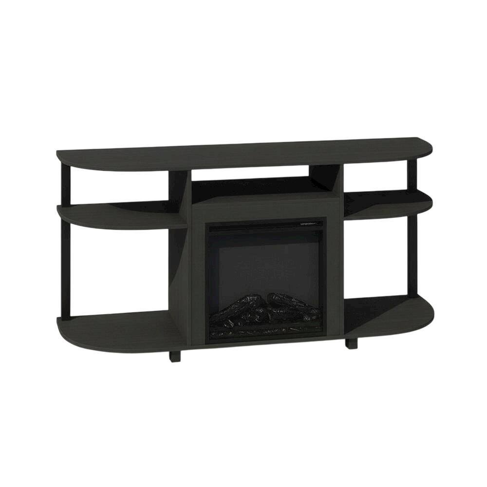 Alt View 3. FurniFact - Brown Fireplace TV Stand with Rubberwood and Walnut Veneers for 55 Inch TVs - Brown.