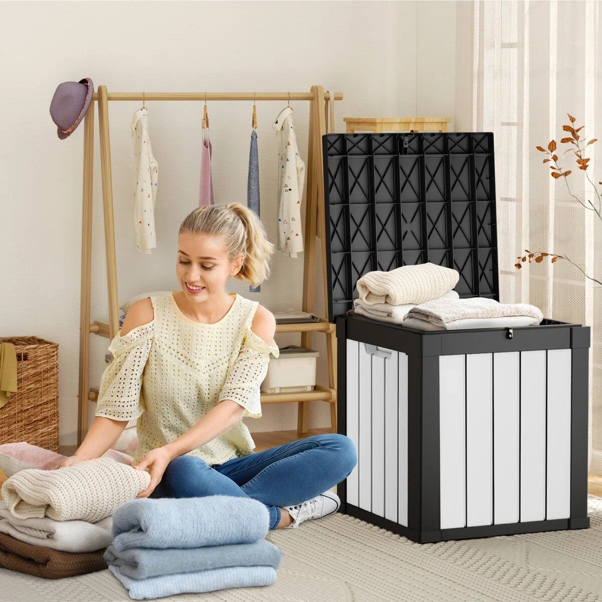 Alt View 1. Chic Crate - 50-Gal Plastic Deck Box - Black.