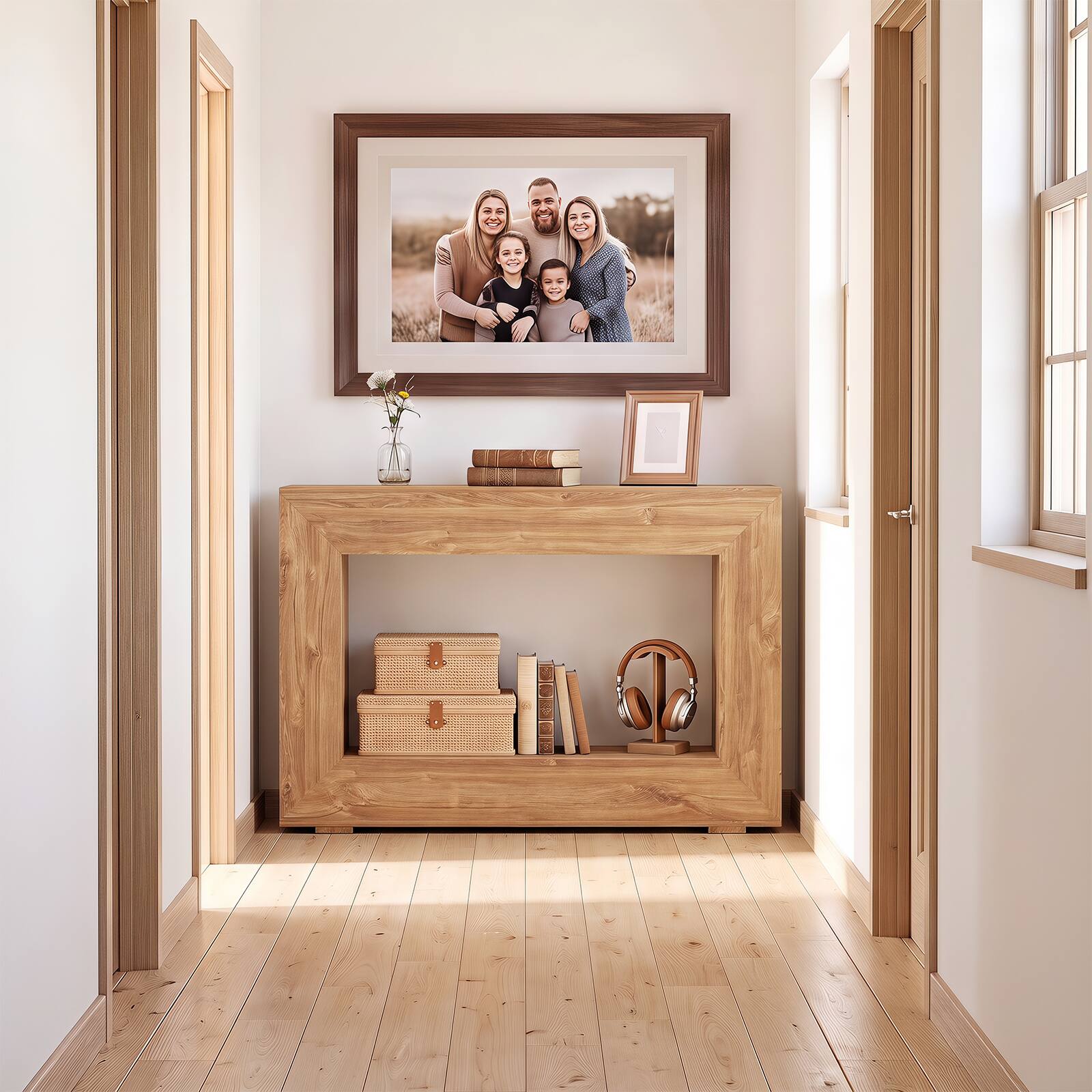 Alt View 5. Costway - Costway 47" Farmhouse Console Table 2-Tier Sofa Table Behind Couch with Open Storage Shelf - Natural.
