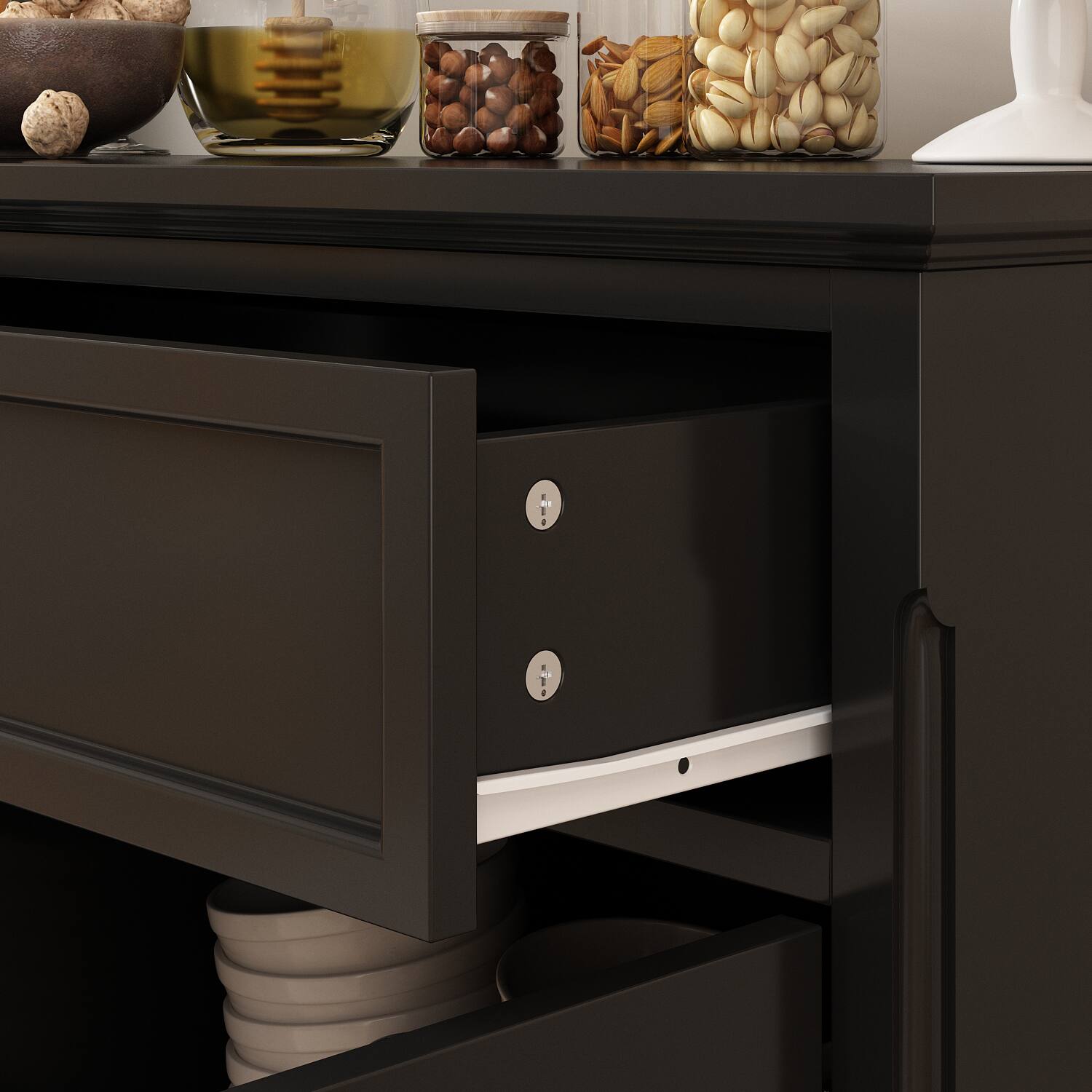 Alt View 8. Famapy - Famapy Buffet Cabinet: Modern - Classic Storage with Gold Accents Credenzas - Black.