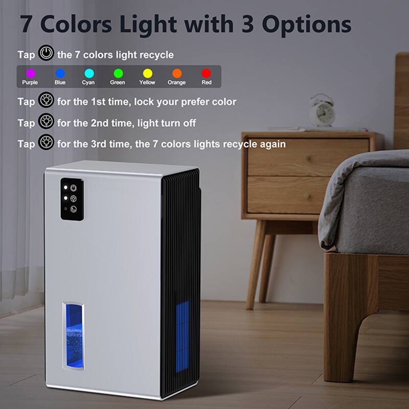 7 Colors Light with 3 Options

Tap the 7 colors light recycle
- Purple
- Blue
- Cyan
- Green
- Yellow
- Orange
- Red

Tap for the 1st time, lock your preferred color
Tap for the 2nd time, light turn off
Tap for the 3rd time, the 7 colors lights recycle again