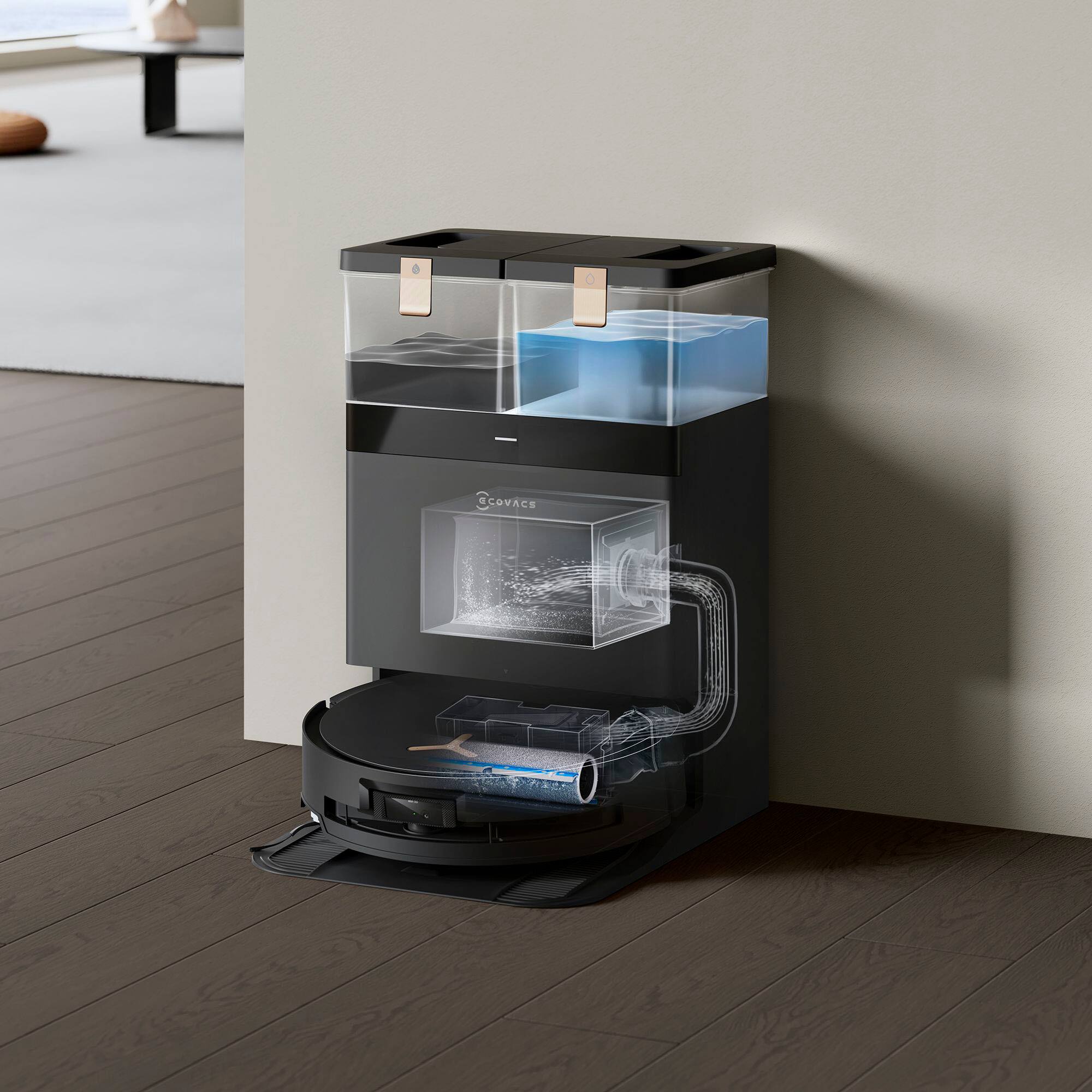 Alt View 1. ECOVACS Robotics - X8 PRO OMNI Robot Vacuum and Instant Self-Washing Roller Mop plus Auto-Cleaning Station - Black.