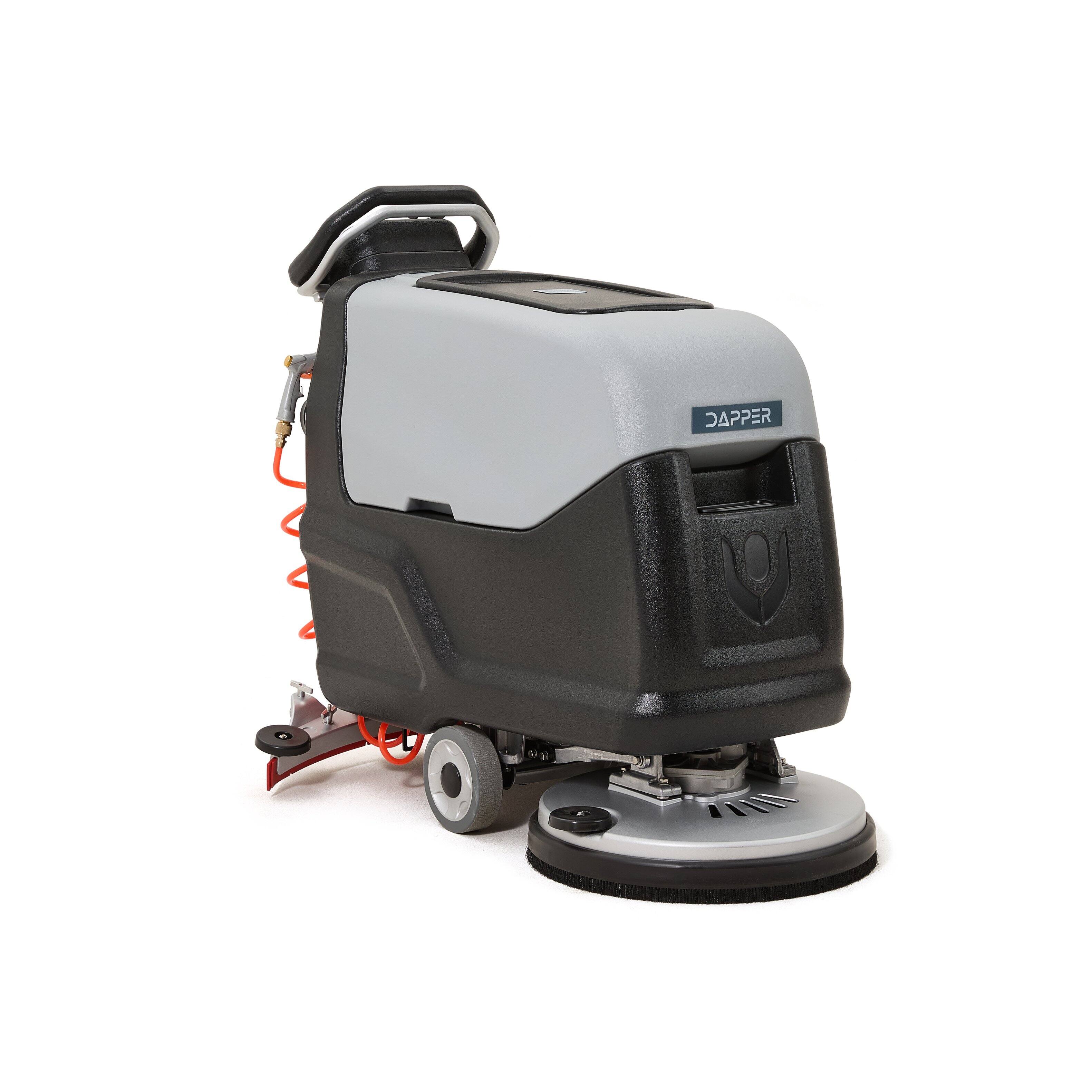 Alt View 6. Dapper Supply - Battery Powered Self Propelled Floor Scrubber 20 Inch 4 Hour Runtime 2 Brushes 3 Pads 2 Year Warranty - Grey.