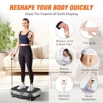 GlowWise - 3-mode vibration plate 400lbs capacity.Boosts weight loss, lymphatic drainage & full-body toning with resistance bands - Silver Gray GlowWise - 3-mode vibration plate 400lbs capacity.Boosts weight loss, lymphatic drainage & full-body toning with resistance bands - Silver Gray