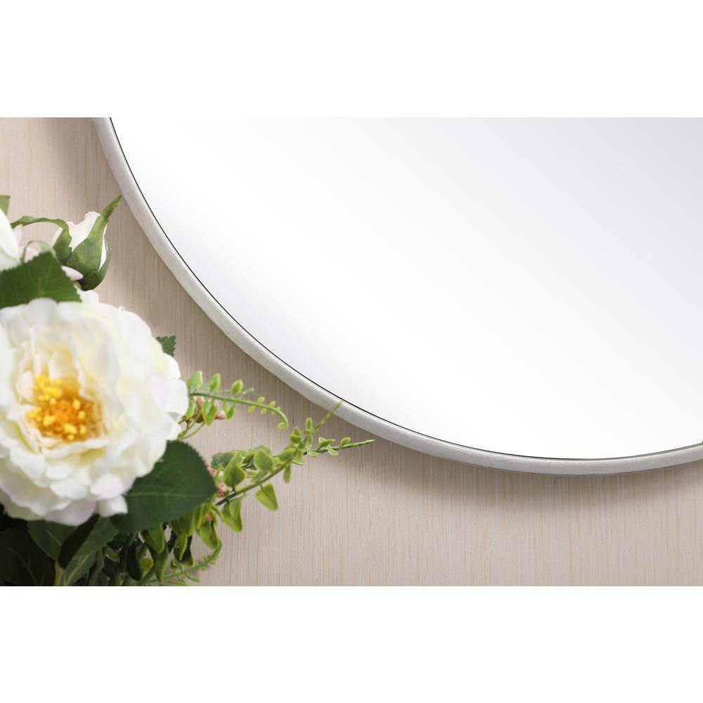 Back. Elegant Decor - Metal frame round mirror 21 inch in silver - Silver.