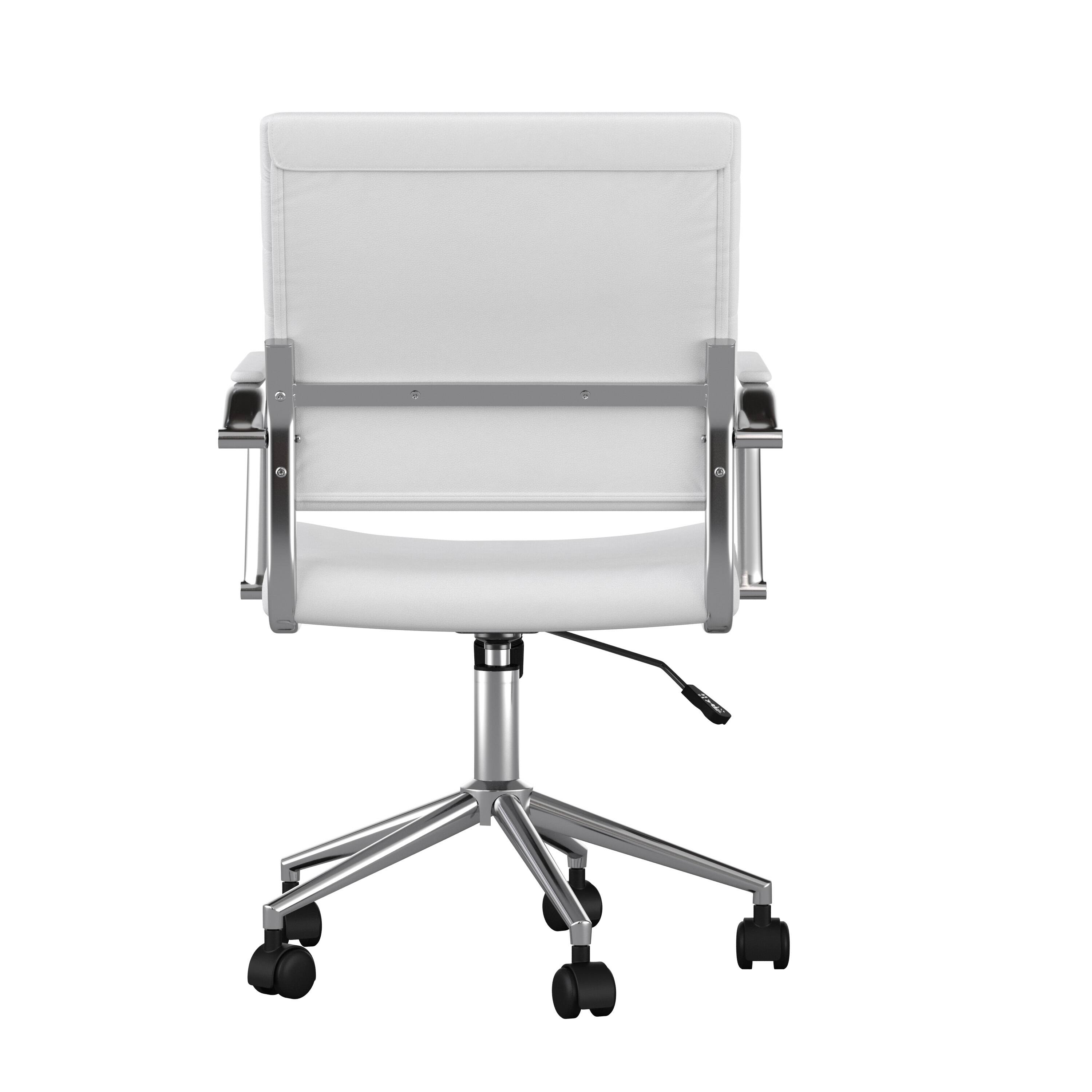 Alt View 19. Martha Stewart - Piper Ribbed Faux Leather Office Chair - White Faux Leather/Polished Nickel.