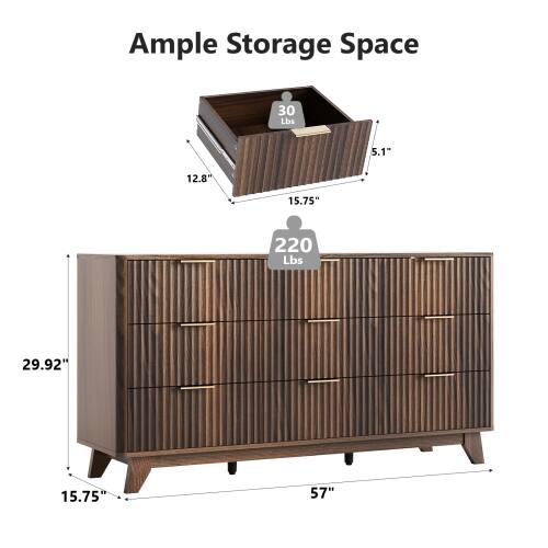 Ample Storage Space  
30 Lbs  
5.1"  
12.8"  
15.75"  
220 Lbs  
29.92"  
15.75"  
57"