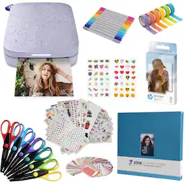 HP - Sprocket Portable 2x3" Instant Photo Printer, Accesories & Scrapbook Bundle - Lilac