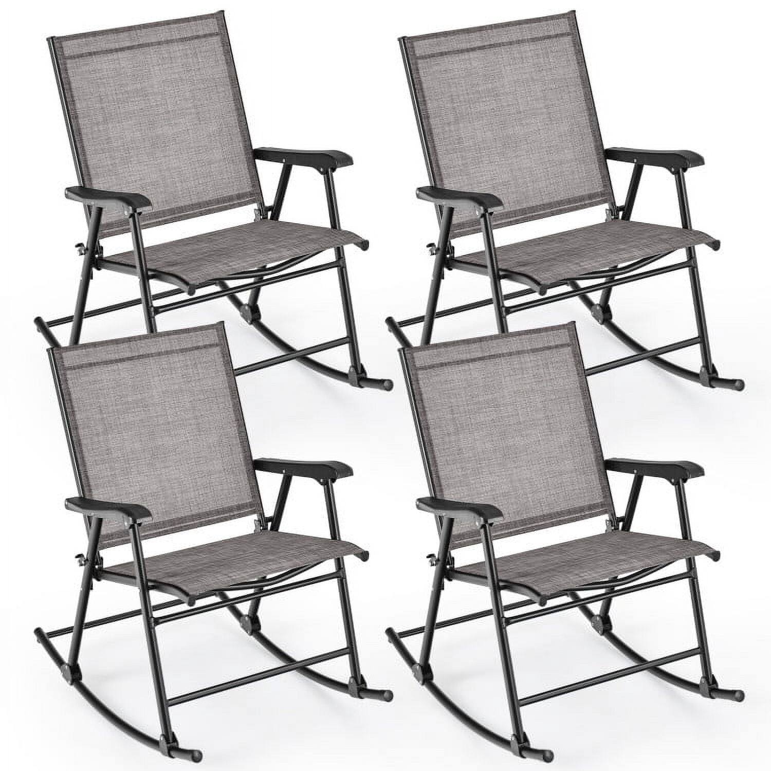 Alt View 2. Kadyn - Set 2 Seat Outdoor Cushion Outdoor Garden Gray of Folding Rocking Chair with Breathable Fabric Glider Chair Lawn - Gray.