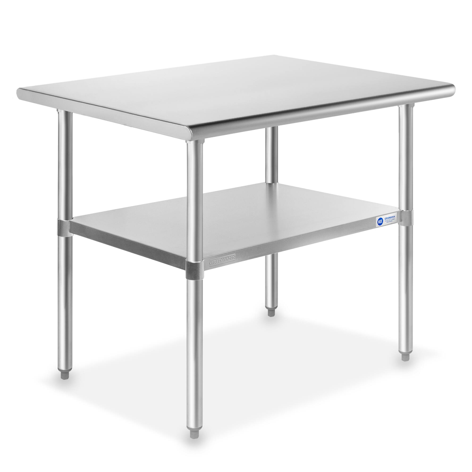 Front. GRIDMANN - 36 x 24-in NSF Stainless Steel Commercial Prep Table - Silver.