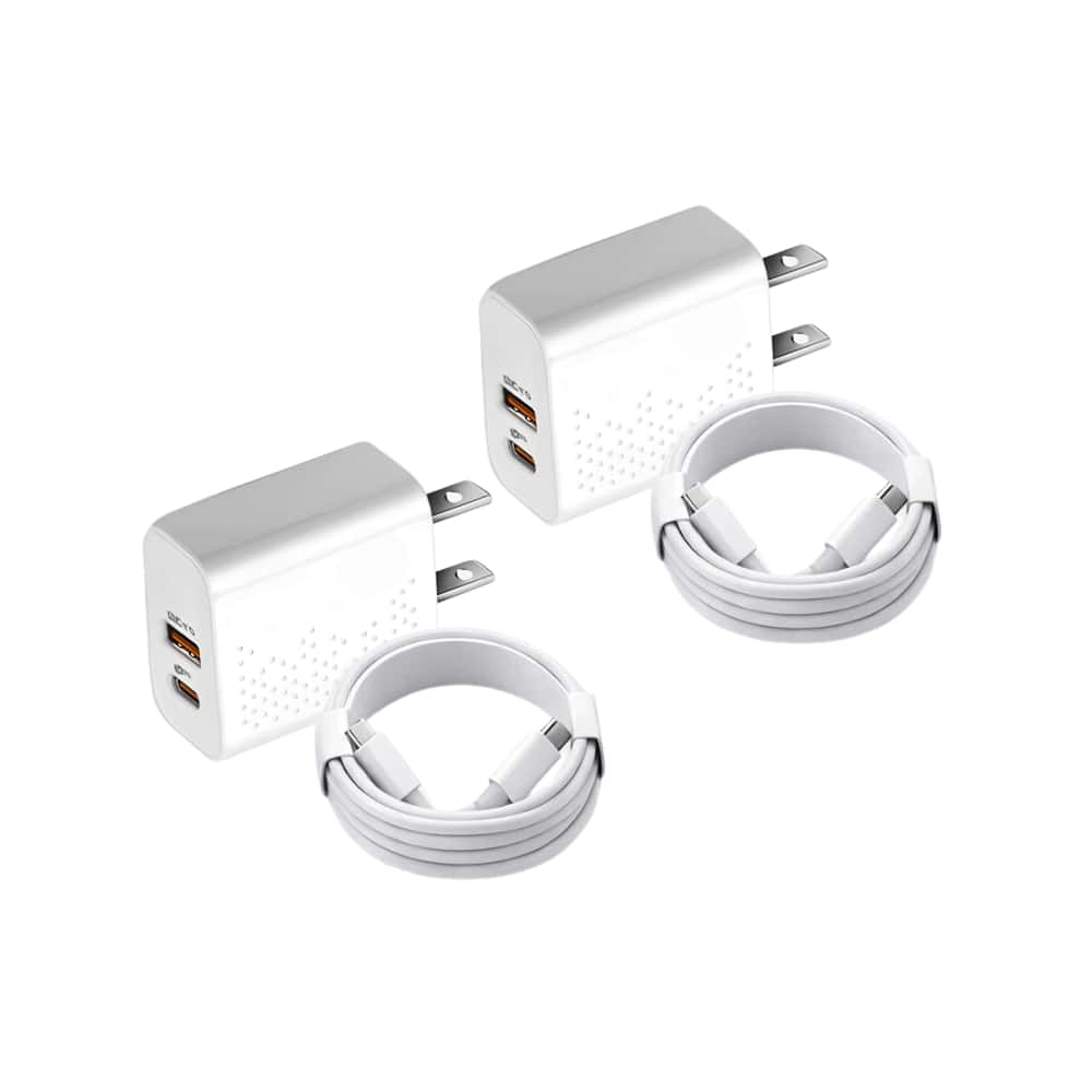 Qixxronics - 35W USBC Fast Charger [2PCS] 3FT USB C Charger Cable for Samsung Galaxy, Pixel, iPad Pro,iPhone 17/16/15 Series & More - White